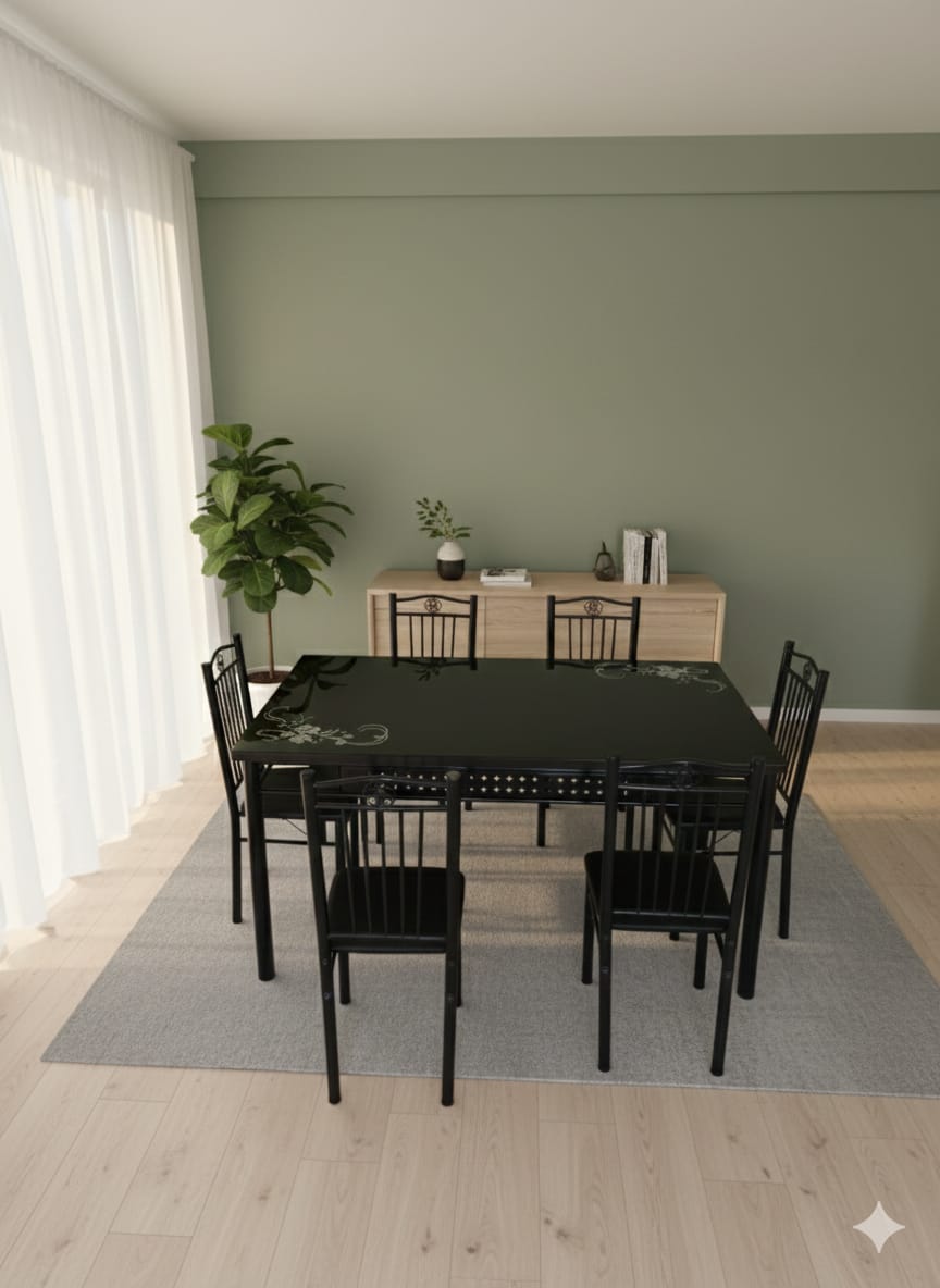 IMG-20251202-WA0006 6 Seater Glass Top Dining Table - Image 1