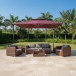 7 Seater Outdoor Sofa with Solar Umbrella