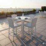 White Raised Rattan Set